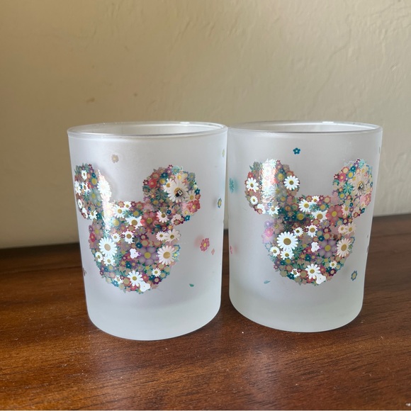 Disney Mickey & Minnie Mouse Floral Frosted Glass Cup Set - Picture 3 of 11
